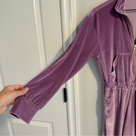 Fabletics Purple Velvet Velour Jumpsuit One Piece Small - Picture 13 of 13